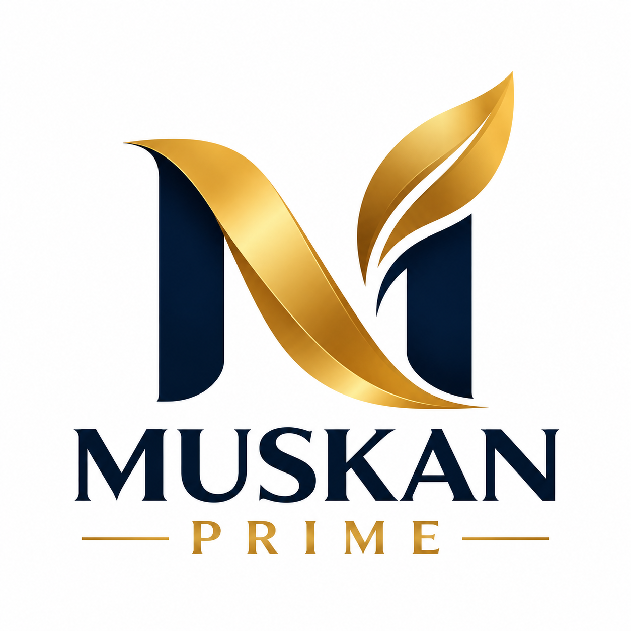 Muskan Prime gold and navy logo